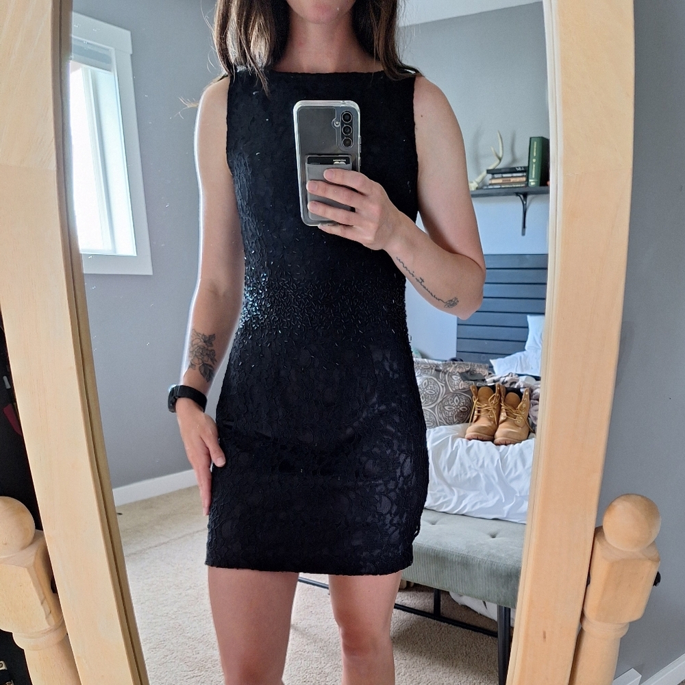 Little Black Beaded Dress Ladies Size 4/6